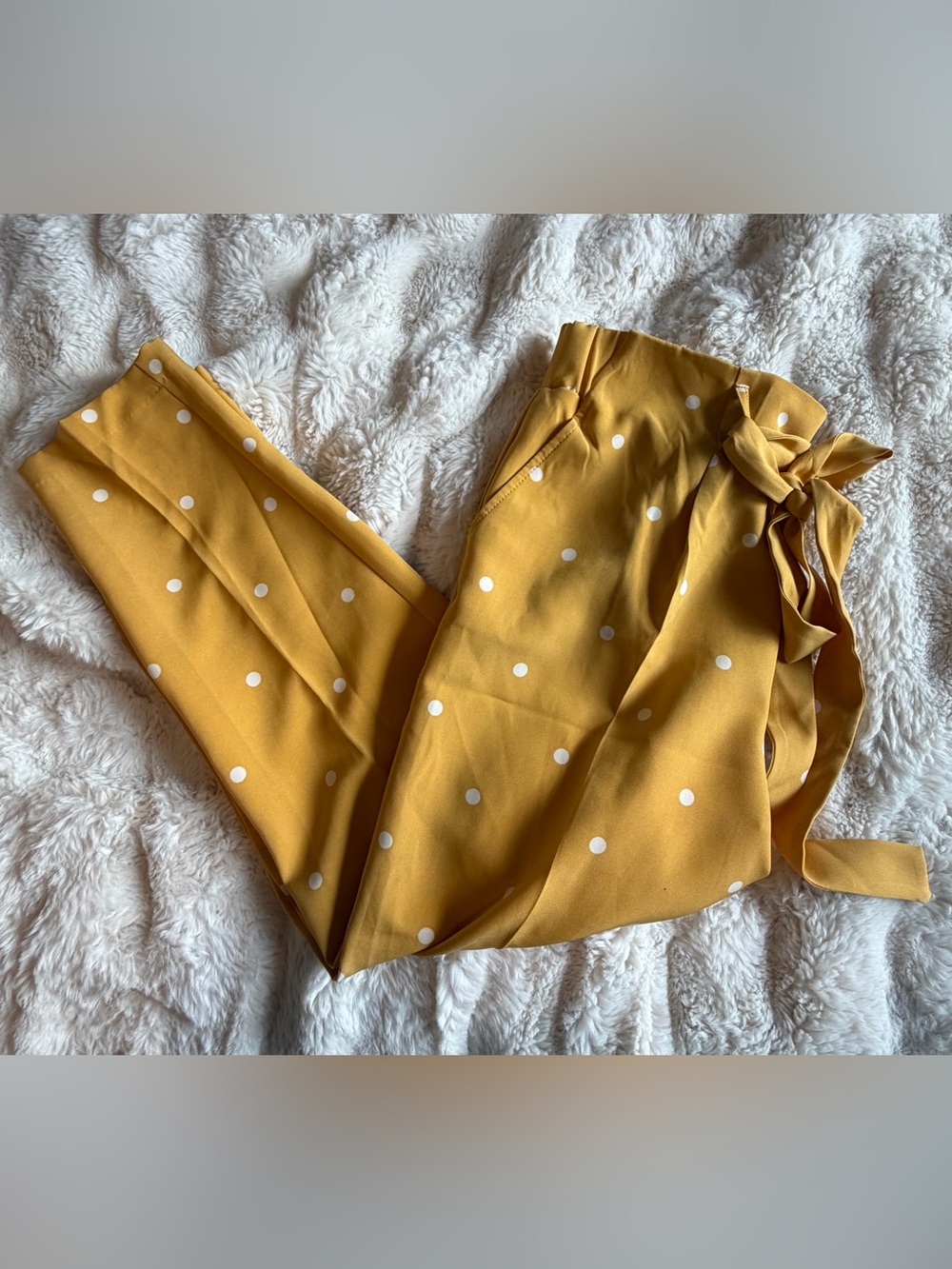 One Clothing Mustard Polka Dot Tie Waist Pants Size L